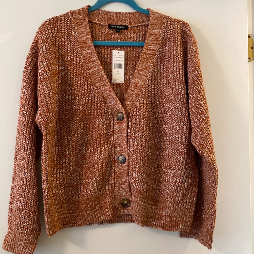 Marled knit cardigan.